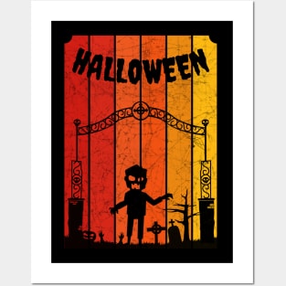 Vintage Retro Distressed Halloween Zombie Scary Costume Posters and Art